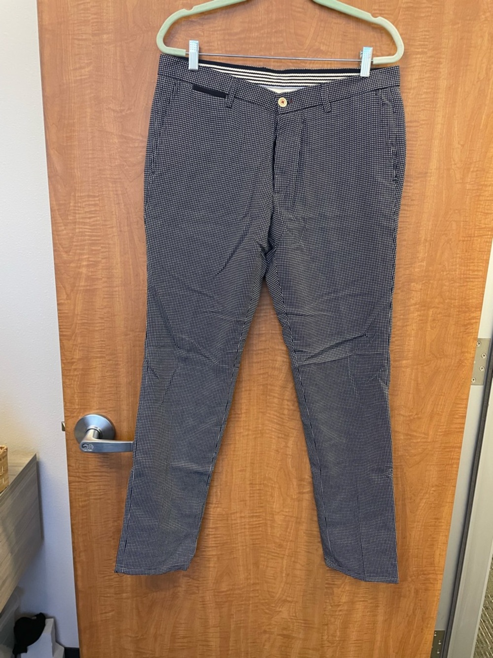 El Ganso Men's Navy Micro-Check Dress Pants